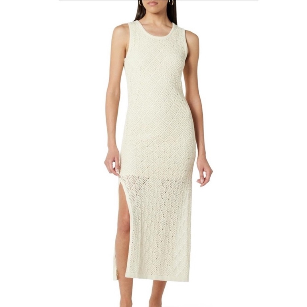 NEW The Drop RITU Maxi Dress Whisper White Knit Crochet Sleeveless Size M NWT